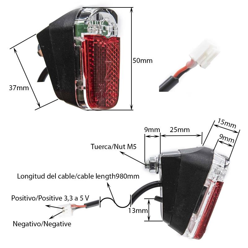 Lampa spate stop 5-12 V pentru trotineta electrica Ducati pro și evo II - imagine 3