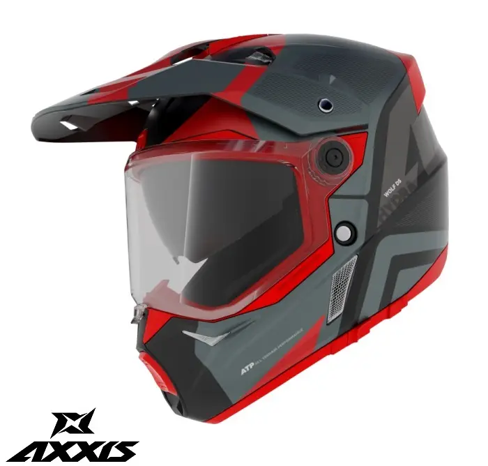 Casca adventure/touring/off road pentru scuter - motocicleta Axxis model Wolf DS Hydra B5 rosu mat – tip viziera: MT-V-20 XS (53/54cm)