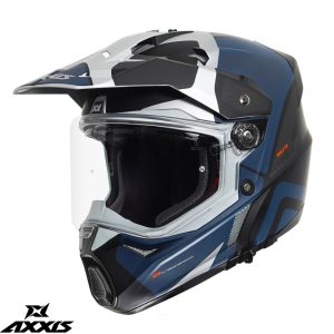 Casca adventure/touring/off road pentru scuter - motocicleta Axxis model Wolf DS Hydra C17 albastru mat – tip viziera: MT-V-20 L (59/60cm)