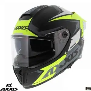 Casca integrala pentru scuter - motocicleta Axxis Hawk SV Judge B3 galben fluor mat negru mat (ochelari soare integrati) – tip viziera: MT-V-31 XXL (63/64cm)