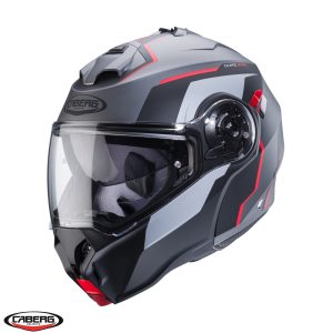 Casca modulabila pentru scuter - motocicleta (flip-up) Caberg model Duke Evo Move L2 SV gun metal (titanium)/negru/rosu mat Pinlock ready – lentila Pinlock inclusa Titanium/ negru/rosu mat XL (61/62cm)