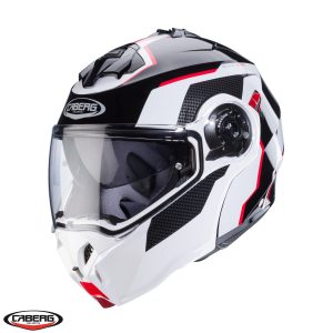 Casca modulabila pentru scuter - motocicleta (flip-up) Caberg model Duke Evo Move M3 SV negru/alb/rosu lucios Pinlock ready – lentila Pinlock inclusa XL (61/62cm)