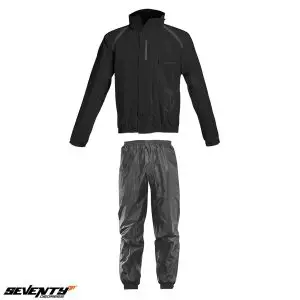 Costum ploaie (geaca+pantaloni) pentru scuter - motocicleta Seventy model SD-S1 culoare: negru (montare peste echipament) XXXL