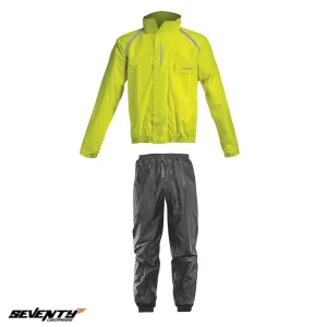 Costum ploaie (geaca+pantaloni) pentru scuter - motocicleta Seventy model SD-S1 culoare: galben/negru (montare peste echipament) Galben fluor/negru M
