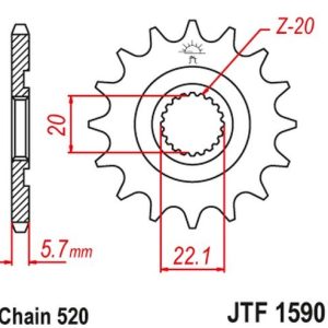 Pinion fata 13 dinti pas lant 520 – Gas Gas EC 250 - 300 - 450 F (14-16) - Yamaha YZ 125 (05-18) - WR 250 (01-18) - WR 250 R (08-15)