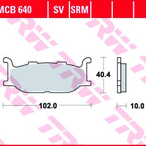 Set placute frana TRW MCB640SV - Yamaha TDR 125cc - Majesty 400cc - T Max 500cc - Virago 535-750-1100cc - Drag Star 650cc
