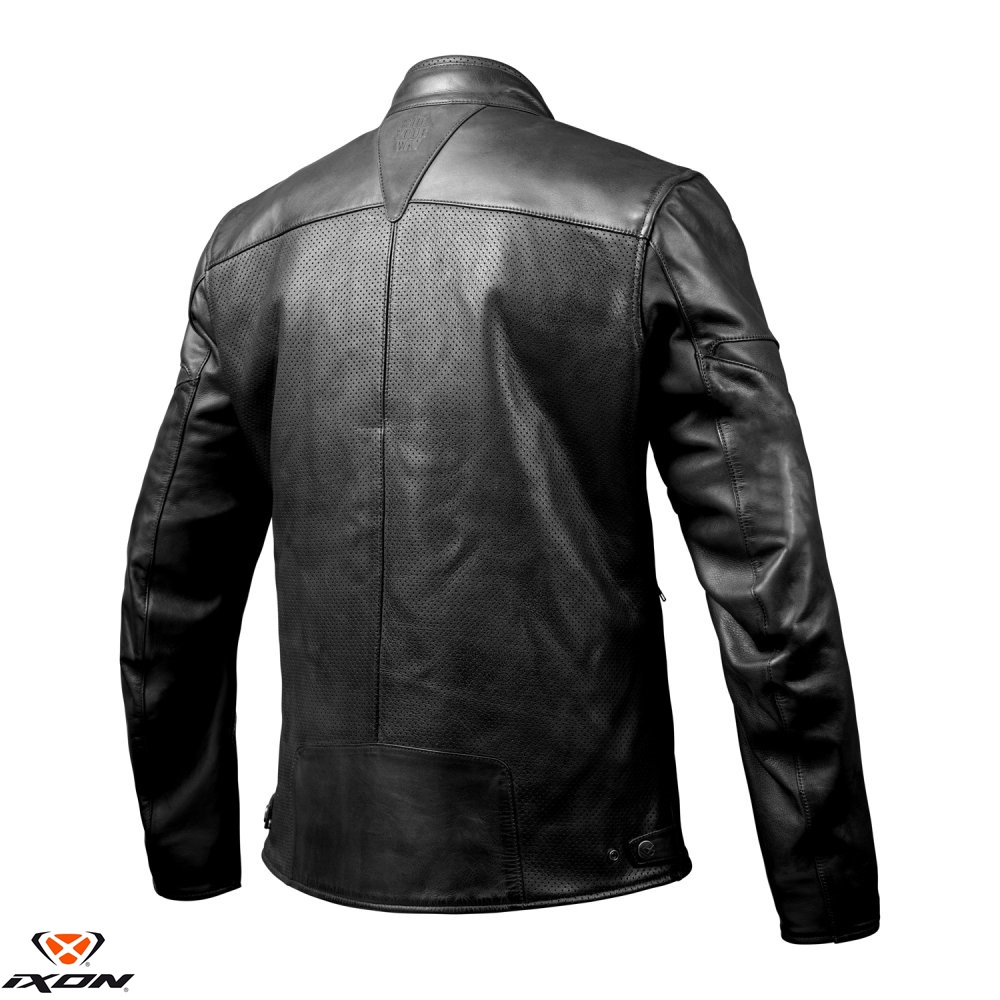 Geaca (jacheta) barbati pentru scuter - motocicleta piele Urban/Heritage Ixon vara model Cranky Air MS culoare: negru Negru XXXL - imagine 2