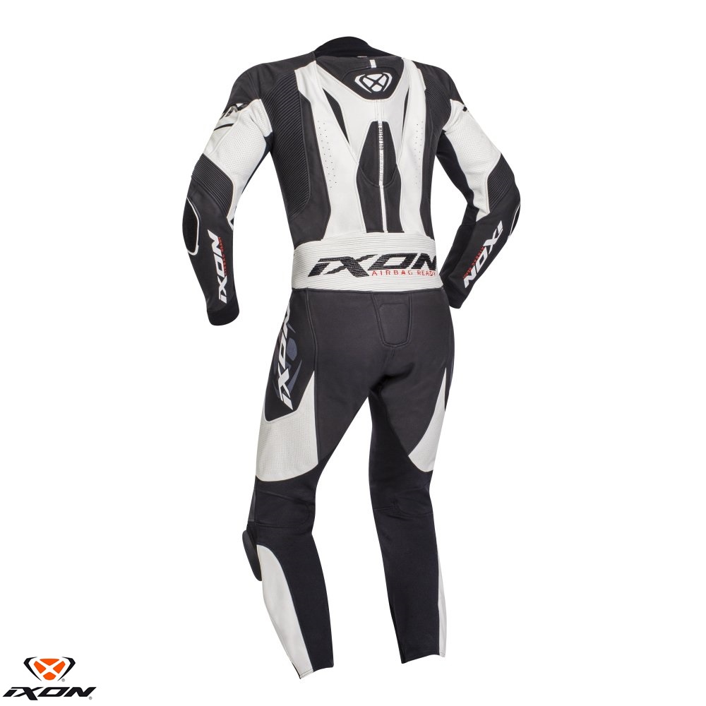 Costum (combinezon) motociclete barbati piele Ixon vara model Jackal MS culoare: negru/alb Negru/albastru L - imagine 2