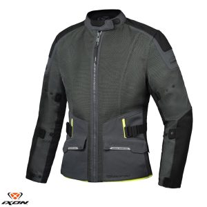 Geaca (jacheta) barbati pentru scuter - motocicleta Touring/Adventure Ixon vara model M-Njord MS culoare: verde/negru/galben Verde/negru/galben 4XL