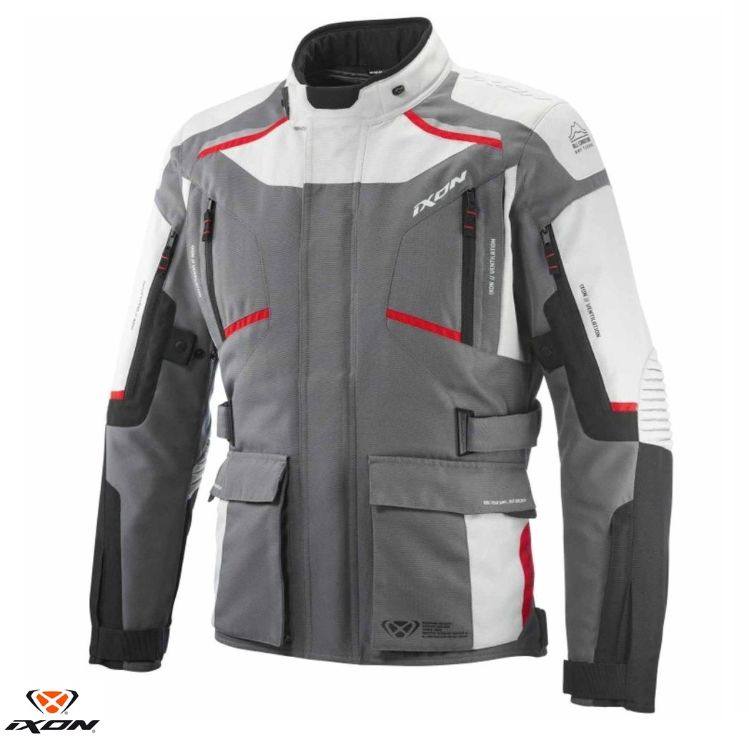 Geaca (jacheta) barbati pentru scuter - motocicleta Touring/Adventure Ixon All season model Midgard MS culoare: gri/negru/rosu Gri/negru/rosu XXL