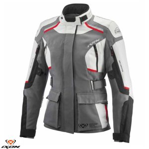 Geaca (jacheta) femei pentru scuter - motocicleta Touring/Adventure Ixon All season model Midgard LS culoare: gri/negru/rosu Gri/negru/rosu XXL