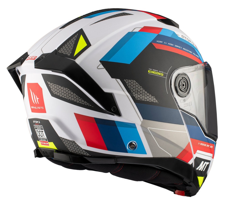 Casca modulabila pentru scuter - motocicleta MT Atom 2 SV Bast A0 alb/rosu/albastru lucios (ochelari soare integrati) Pinlock Ready – tip viziera: MT-V-35 S (55/56cm) - imagine 7