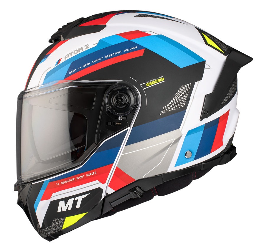 Casca modulabila pentru scuter - motocicleta MT Atom 2 SV Bast A0 alb/rosu/albastru lucios (ochelari soare integrati) Pinlock Ready – tip viziera: MT-V-35 S (55/56cm) - imagine 2