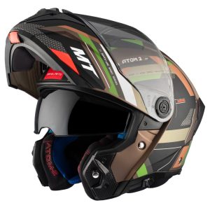 Casca modulabila pentru scuter - motocicleta MT Atom 2 SV Bast A6 military (maro/verde mat) (ochelari soare integrati) Pinlock Ready – tip viziera: MT-V-35 S (55/56cm)