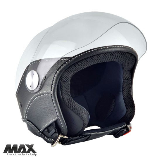 Casca open face pentru scuter - motocicleta (demi-jet) Max Helmets model DJ06 LS Vision (V2B) culoare: alb lucios (000) – 100% MADE IN ITALY M (57/58cm)