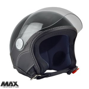 Casca open face pentru scuter - motocicleta (demi-jet) Max Helmets model DJ06 LS Vision (V2B) culoare: negru lucios (002) – 100% MADE IN ITALY M (57/58cm)