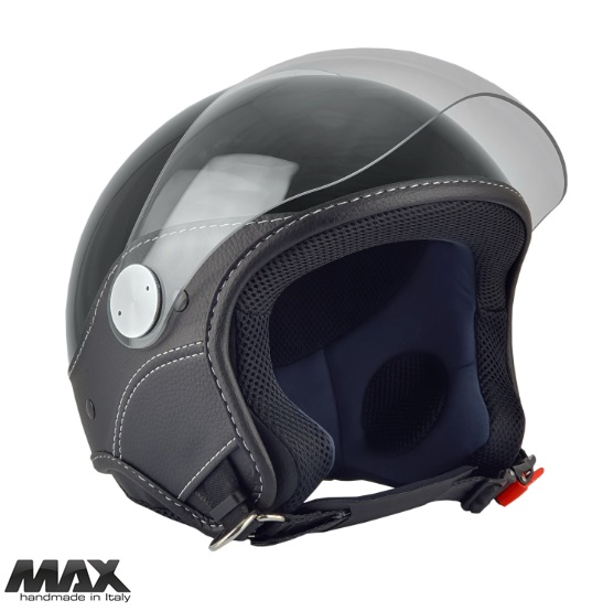 Casca open face pentru scuter - motocicleta (demi-jet) Max Helmets model DJ06 LS Vision (V2B) culoare: negru lucios (002) – 100% MADE IN ITALY L1 (59cm)