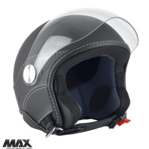 Casca open face pentru scuter - motocicleta (demi-jet) Max Helmets model DJ06 LS Vision (V2B) culoare: negru mat (00S) – 100% MADE IN ITALY XS (53/54cm)