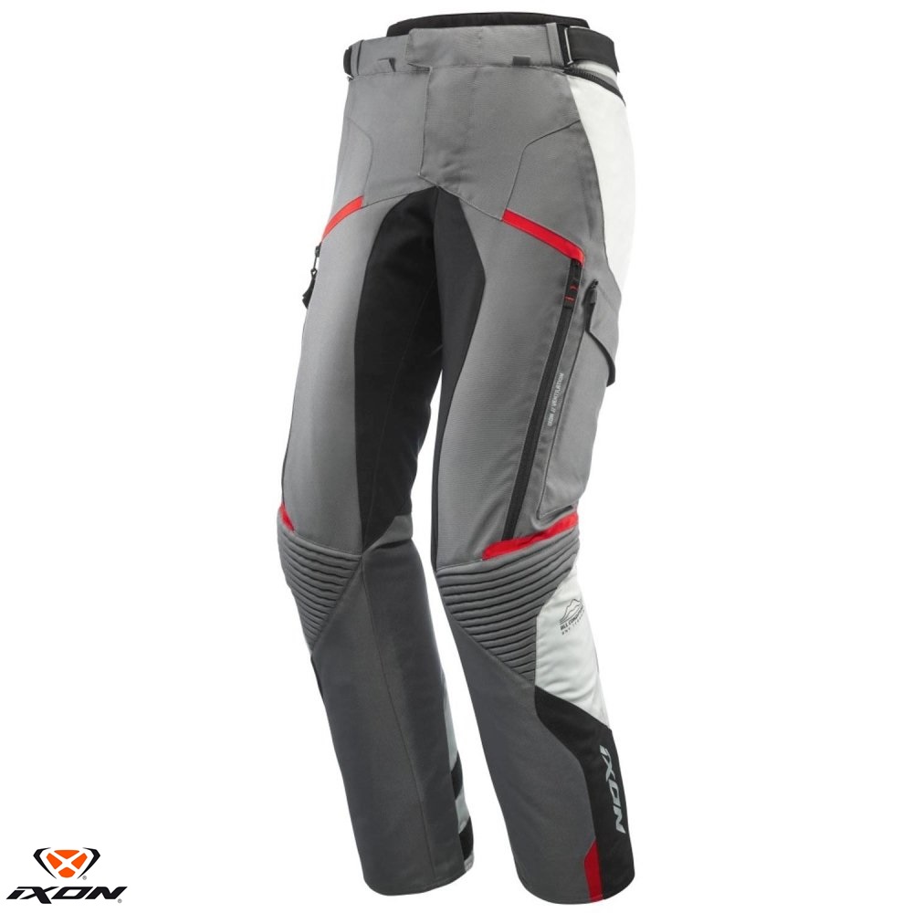 Pantaloni pentru scuter - motocicleta barbati Touring/Adventure Ixon All season model Midgard MS culoare: gri/negru/rosu Gri/negru/rosu 4XL