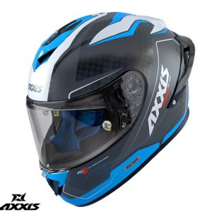 Casca integrala pentru scuter - motocicleta Axxis Cobra Rage A0 alb/albastru lucios carbon – 100% carbon XL (61/62cm)