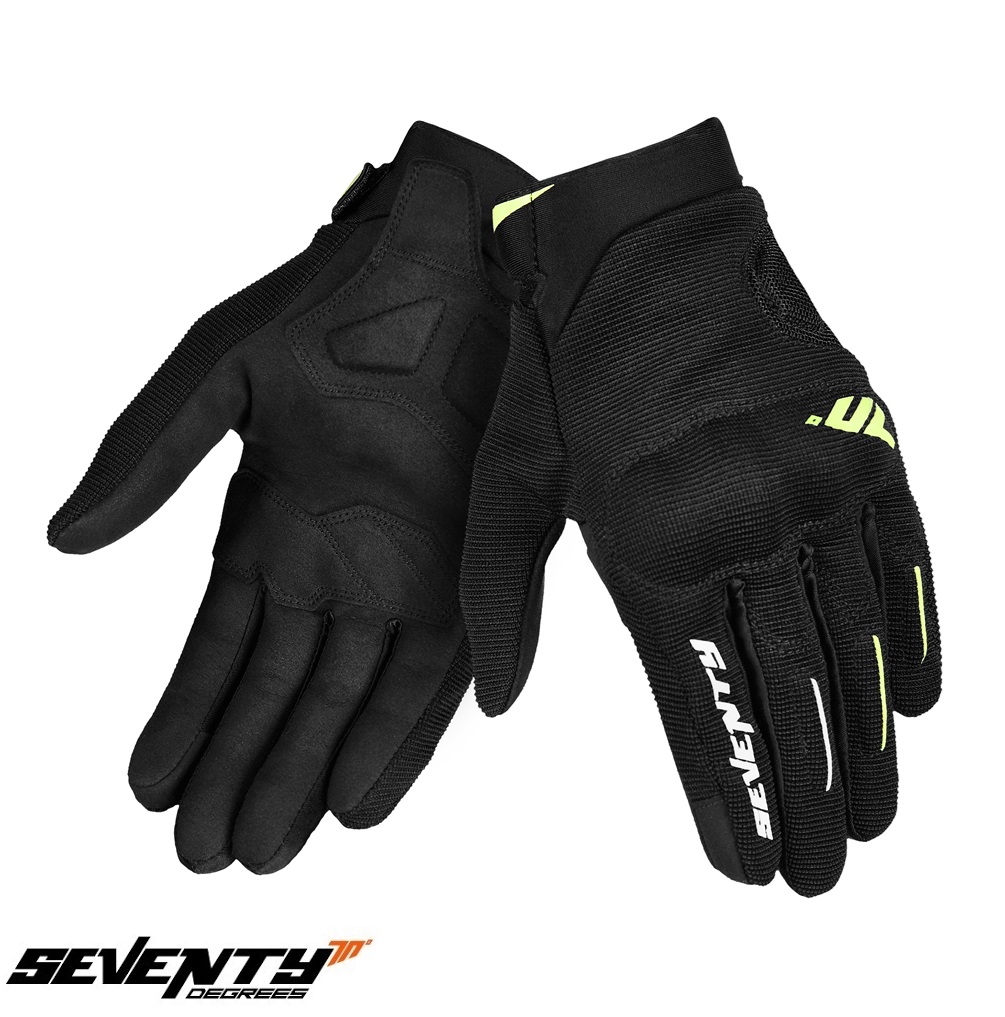 Manusi barbati pentru scuter - motocicleta Urban vara Seventy model SD-C40 Asphalt culoare: negru/galben fluor – degete tactile M (8 cm)