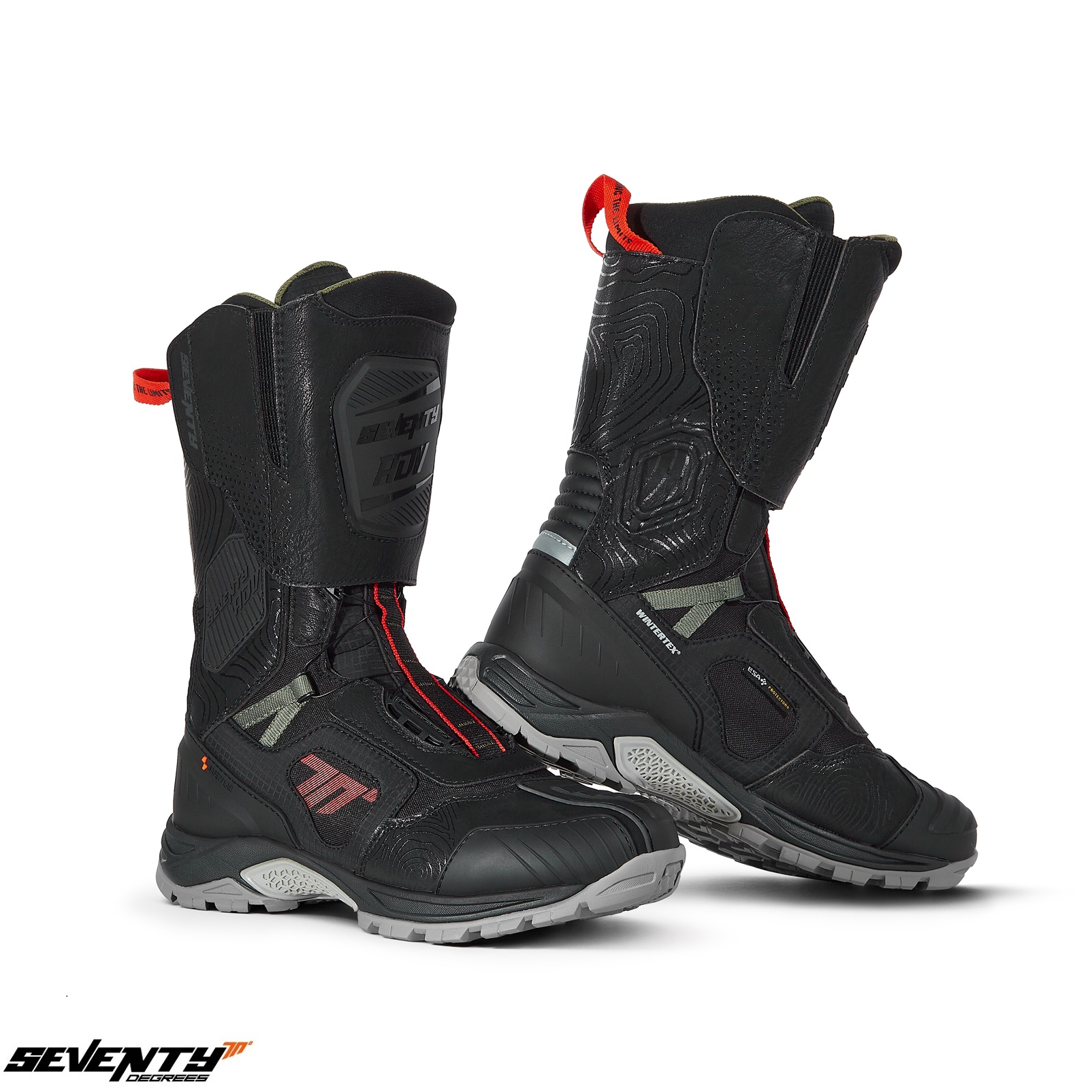 Ghete (cizme) pentru scuter - motocicleta Adventure (Touring) Unisex Seventy model SD-BA6 Stelvio culoare: negru/rosu/verde Negru/rosu/verde 45