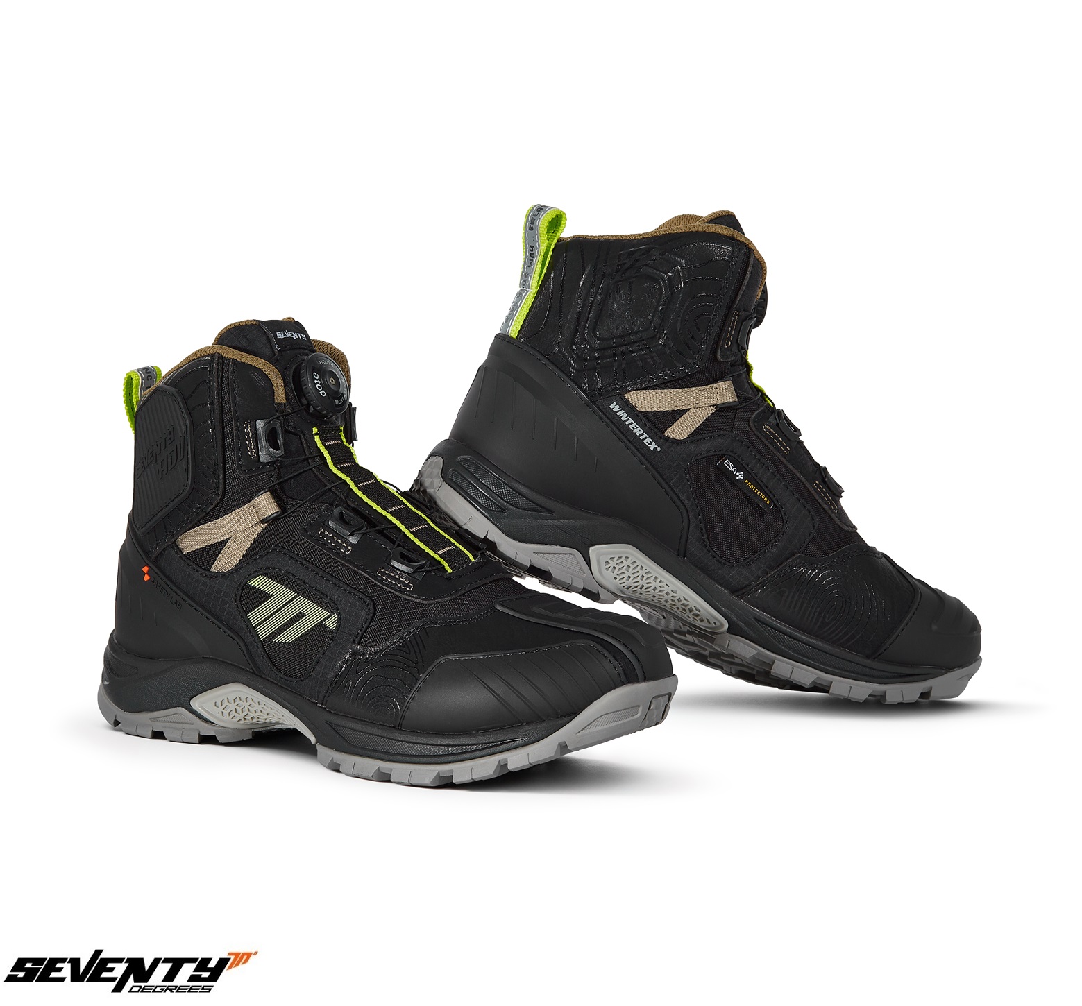 Ghete (cizme) pentru scuter - motocicleta Adventure (Touring) Unisex Seventy model SD-BA7 Stelvio culoare: negru/galben fluor Negru/galben fluor 36
