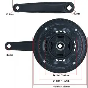 Angrenaj bicicleta mountain bike (42T-34T-24T) - negru