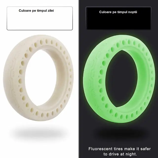 Cauciuc solid trotineta electrica verde florescent 8.5 Inch - imagine 2