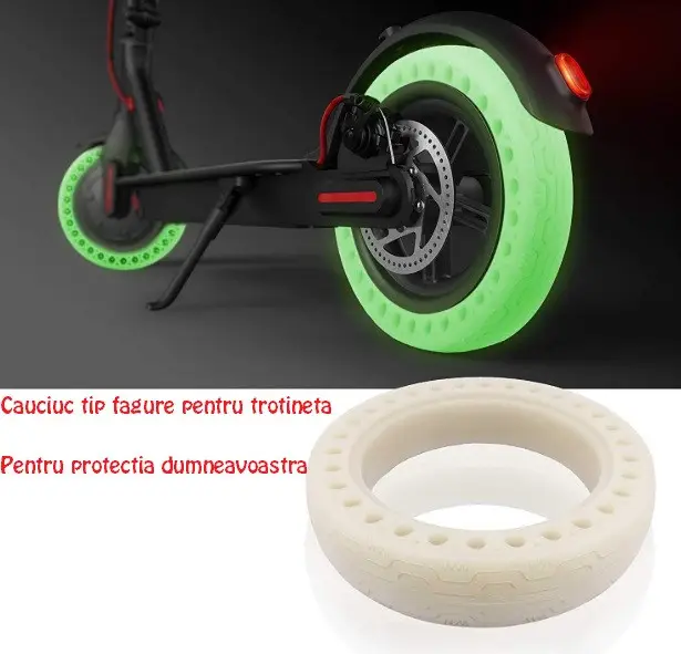 Cauciuc solid trotineta electrica verde florescent 8.5 Inch - imagine 3