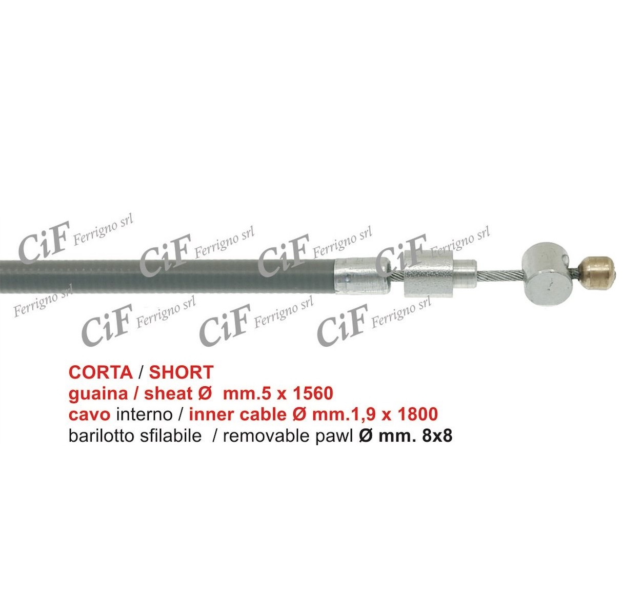 Cablu ambreiaj varianta scurta 1.9x1800 mm - toate modelele de scutere clasice Vespa