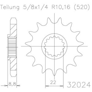 Pinion fata 12 dinti pas lant 520 – Beta 300-520 RR - Husaberg 125-250-300-450 TE - Husqvarna TC - FC - TE - KTM EXC - GS - MX - SX