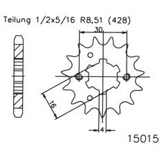 Pinion fata 13 dinti pas lant 428 – Kawasaki KD 80-100 (75-81) - BN 125 A Eliminator (98-07) - KMX 125 (91-03)