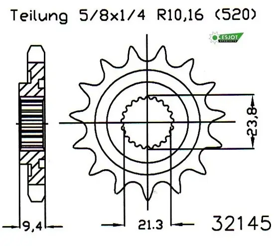 Pinion fata 13 dinti pas lant 520 – HM-Moto CRE F 450 R - CRM F 450 - CRE F 500 - Honda CR 250 R - CRF 450 X - TRX 450 Sportrax