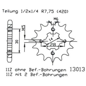 Pinion fata 15 dinti pas lant 420 - Honda 50 ST L Dax - Honda NSR N (NS1) 75 - Kawasaki AE 80 - AR 80 - 100 Max Greece