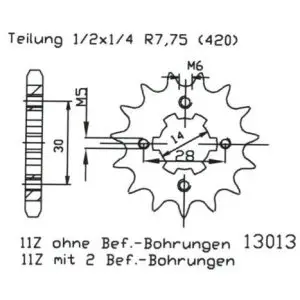 Pinion fata 16 dinti pas lant 420 - Kawasaki 80 AE Germany (81-82) 80cc
