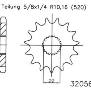 Pinion fata 16 dinti pas lant 520 - Aprilia AF1 - ETX - Europa - Classic - MX - Pegaso - Red Rose - RS - RX - SX - Tuareg 2T 125cc