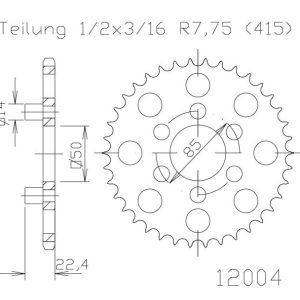 Pinion spate 45 dinti Aprilia Red Rose Classic (4 viteze) (92-93) - Red Rose Classic (95-99) 2T LC 50cc
