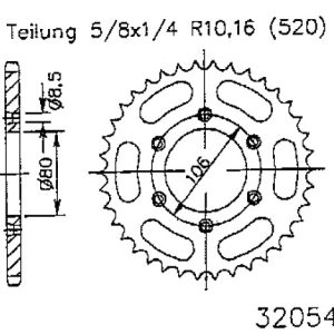 Pinion spate 49 dinti pas lant 520 - Aprilia ETX - MX - Red Rose - RX - SX - Tuareg 2T 125cc