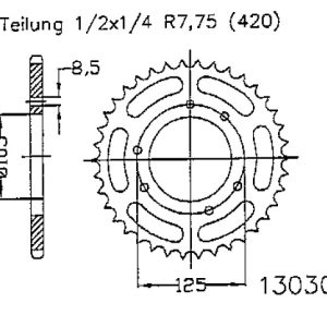 Pinion spate 50 dinti pas lant 420 - MBK X-Limit 50 (03-04) - Yamaha DT 50 R 2C21 (03-06) 2T 50cc