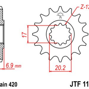 Pinion fata 12 dinti pas lant 420 – Aprilia MX-RS-RX - Beta - CPI - Generic - Motorhispania - Peugeot XP6-XPS - Rieju - Yamaha TZR 2T 50cc