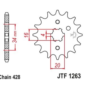 Pinion fata 12 dinti pas lant 428 - Malaguti X3M 125 - Rieju RS - SMX - Tango 125 - Yamaha DT - RD - RS - TT-R - XT - YZ 50-225cc