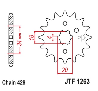 Pinion fata 12 dinti pas lant 428 - Malaguti X3M 125 - Rieju RS - SMX - Tango 125 - Yamaha DT - RD - RS - TT-R - XT - YZ 50-225cc