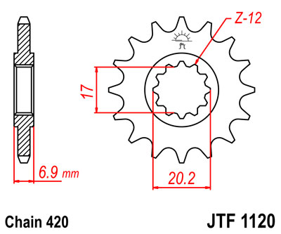 Pinion fata 13 dinti pas lant 420 – Aprilia MX-RS-RX - Beta - CPI - Motorhispania - Peugeot XP6-XPS - Rieju - Yamaha TZR 2T 50cc