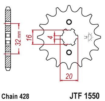 Pinion fata 13 dinti pas lant 428 - Betamotor 125 RR - Husqvarna 125 SM - Rieju 125 Marathon - Yamaha DT 80 LC - Crypton - YZF-R 125