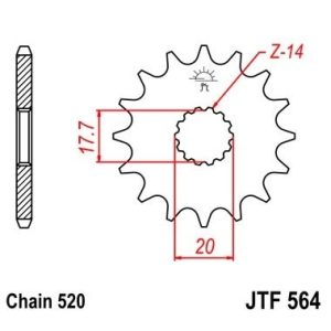Pinion fata 13 dinti pas lant 520 – Gas Gas EC 125 (01-11) - EC 125 Racing (10-13) - KTM LC2 2T (97-00) - Yamaha YZ 125 (87-04)