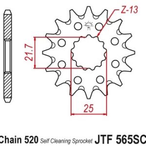 Pinion fata 13 dinti pas lant 520 (racing) - Kawasaki KX 250 - ER-6F - Vulcan 650 - Suzuki - Yamaha TZR 250 - WR - YFZ - YZ 426-450