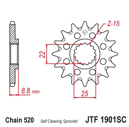 Pinion fata 13 dinti pas lant 520 – Beta 300-520 RR - Husaberg 125-250-300-450 TE - Husqvarna TC - FC - TE - KTM EXC - GS - MX - SX
