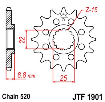 Pinion fata 13 dinti pas lant 520 – Beta 300-520 RR - Husaberg 125-250-300-450 TE - Husqvarna TC - FC - TE - KTM EXC - GS - MX - SX