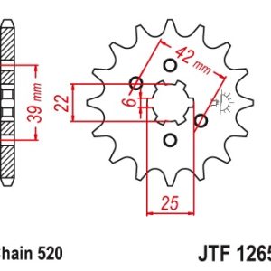 Pinion fata 13 dinti pas lant 520 – Can-Am DS 250 (06-15) - E-Ton VXL 250 Vector (06-13) - TGB Blade 250-325 (07-14)